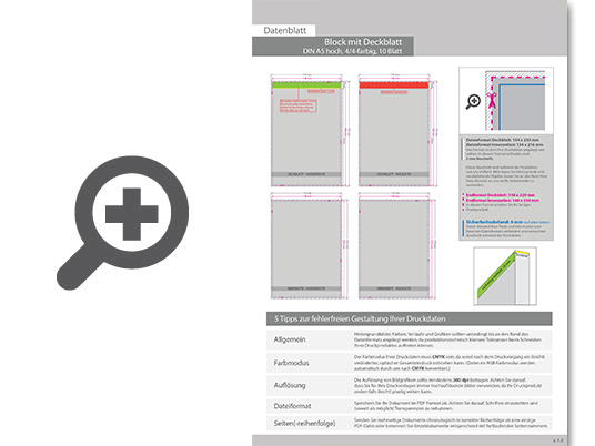 Product Bild block_mit_leimbindung_und_deckblatt__din_a5__10_blatt__4_4_farbig_beidseitig_bedruckt